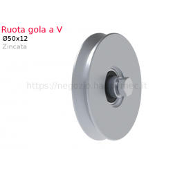 Mini-ruota zincata d. 50x12 gola V con cuscinetto